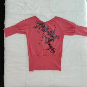 Peach Pink Half Sleeve Top